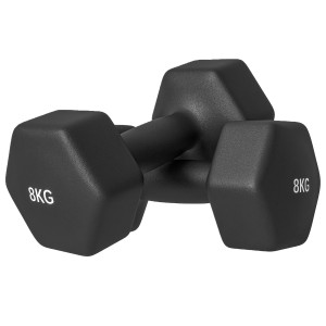 Altro Set 2 Manubri Esagonali Da 2x8 Kg In Metallo E Plastica Con Impugnatura Antiscivolo, 24x11x11 Cm, Nero