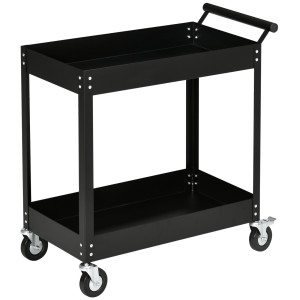 Altro Carrello Porta Attrezzi A 2 Ripiani In Acciaio, 84.5x38x84cm, Nero