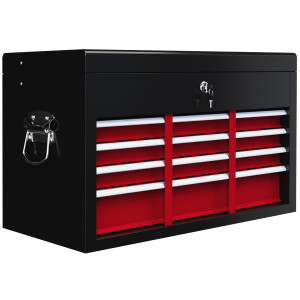 Altro Cassetta Per Attrezzi A 6 Cassetti In Acciaio Con Serratura, 60x26x34cm, Nero E Rosso
