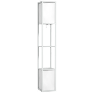 Altro Lampada Da Terra Moderna Con 2 Paralumi E 2 Ripiani Per Lampadine E27 Max. 40w, 26x26x156 Cm, Bianco
