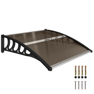 Altro Tettoia Da Esterno In Policarbonato Per Porte E Finestre Con Kit Montaggio 103x96.5x27cm Marrone