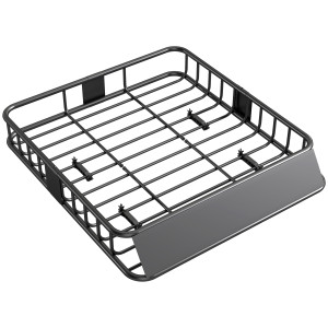 Altro Portapacchi Per Auto In Acciaio Da 90.7 Kg Con Deflettori E Guide Laterali, 110.5x99.5x18.5 Cm, Nero