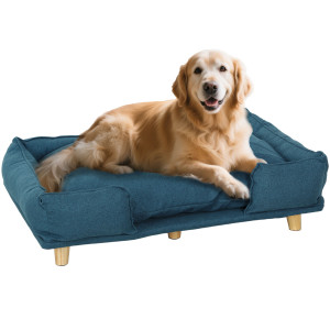 Altro Divano Lettino Per Cani Grandi Fino 30 Kg Da Interno Con Cuscino Rimovibile, 96x66x24 Cm, Blu