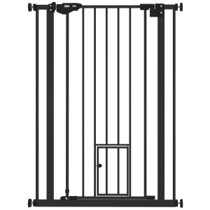 Altro Cancellino Per Cani Regolabile Alto Con Porta Piccola E Chiusura Automatica, 74-80x104cm, Nero