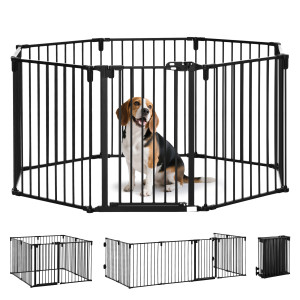 Altro Cancelletto Di Sicurezza Per Cani Pieghevole A 8 Sezioni, Sistema Di Blocco E Chiusura Automatica, Nero