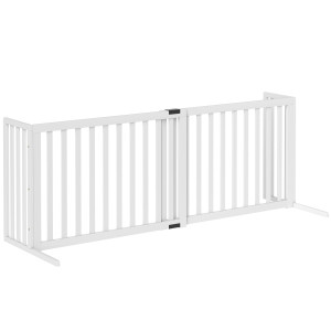 Altro Cancellino Per Cani Taglia Media E Piccola Estensibile Autoportante In Legno, 102-183x57x70 Cm, Bianco