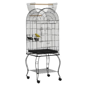 Altro Gabbia Per Uccelli E Canarini, Voliera Con Ruote In Metallo Nero 51x51x153 cm