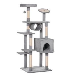 Altro Albero Tiragraffi A Colonna Da 165cm Con Graffiatoio E Trespoli Per Gattini E Gatti Adulti Di Max. 4.5kg, Grigio, 60x50x165cm