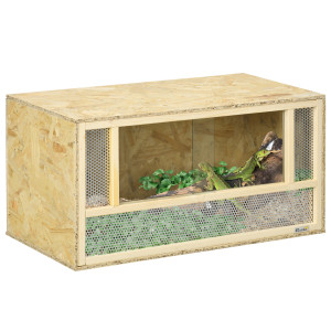 Altro Terrario Per Rettili In Legno Con Porte In Vetro Scorrevoli E Pannelli In Rete, 40x80x40 cm