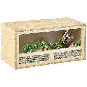 Altro Terrario Per Rettili In Legno Con Porte In Vetro Scorrevoli E Pannelli In Rete, 60x29.5x29.5cm