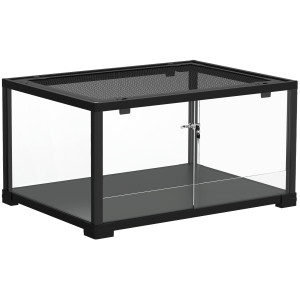 Altro Rettilario Rialzato Con Doppia Serratura E Pareti In Vetro, 60x45x32 Cm, Nero
