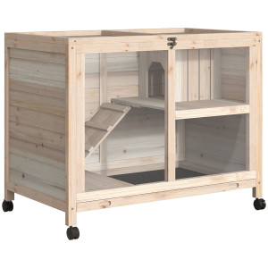 Altro Conigliera In Legno A 2 Piani Con Casetta, Rampa E Vassoio Estraibile, 91.5x53.3x73cm