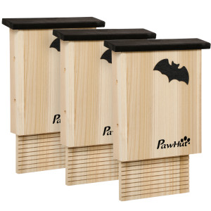 Altro Set Di 3 Casette Per Pipistrelli In Legno Di Abete Per Esterni, 25x6x37.5 Cm, Legno Naturale