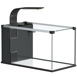 Altro Acquario Casalingo Da 24l In Vetro Temperato Con Filtro Integrato E Luce Led, 45x25x25.5 Cm, Nero