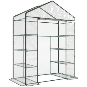 Altro Serra Da Giardino In Acciaio E Pvc Trasparente Con Porta Avvolgibile, 143x73x195 Cm, Verde