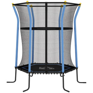 Altro Tappeto Elastico Per Bambini Con Ingresso A Cerniera E Pali Imbottiti, In Acciaio, Pp E Epe, 122x111x190 Cm, Blu