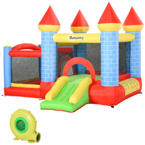 Altro Castello Gonfiabile Gigante E Rimbalzante Per Bambini 3-8 Anni Con Scivolo, Piscina E Canestro, 280cmx260cmx210cm