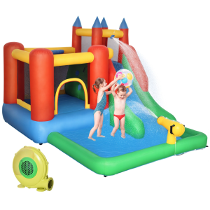 Altro Castello Gonfiabile Per Bambini Con Scivolo, Canestro, Vasca E Trampolino, 330x245x215 Cm, Multicolore