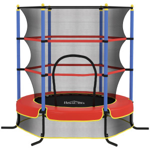 Altro Trampolino Per Bambini Con Tappeto Elastico, Rete Di Sicurezza E Pali Imbottiti, Età 3-10 Anni, Blu