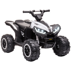Altro Quad Per Bambini 3-5 Anni Elettrico 12v, 2 Velocità, Ruote Larghe Con Clacson E Fari Led, Bianco