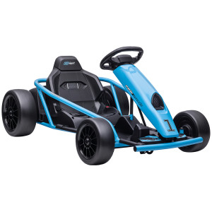 Altro GO-Kart Elettrico Per Bambini 8-12 Anni Con Schienale Alto E Cintura Di Sicurezza, 115x77x54 Cm, Blu E Nero