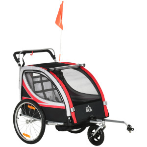 Altro Rimorchio Bici Per Bambini E Passeggino, Design 2 In 1 Con Freno, Cintura A 5 Punti, Carrello Rimorchio Per Bicicletta Con Tasche Laterali,