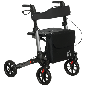 Altro Deambulatore Pieghevole In Allumino Ad Altezza Regolabile Con Borsa, 64x67x80-92 Cm, Nero E Argento
