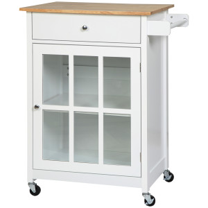 Altro Carrello Da Cucina Multiuso Con 4 Ruote, In Legno Bianco, 67x48x86.5cm