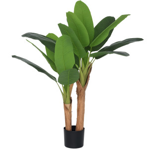 Altro Pianta Artificiale Di Banano Alta 120 Cm Con Vaso Incluso Per Interni, Verde