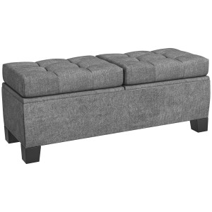 Altro Panca Fondoletto Contenitore In Tessuto Con Imbottitura Trapuntata, 116x41x47cm, Grigio