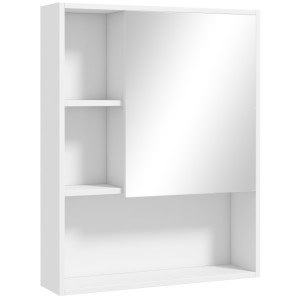 Altro Armadietto Bagno Con Specchio, Ripiani E Scaffale Regolabile, Montaggio A Parete, 60x15x76cm, Bianco