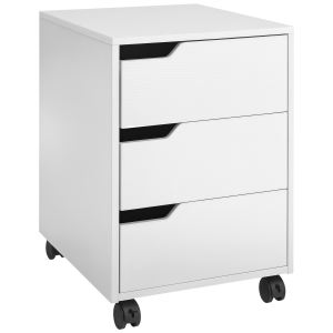 Altro Cassettiera Da Ufficio A 3 Cassetti Con Maniglie A Scomparsa, In Legno E Metallo, 40x50x57.5 Cm, Bianco