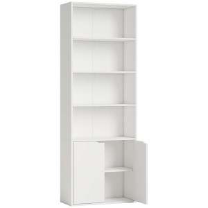 Altro Libreria Moderna 4 Ripiani Con Armadietto A 2 Ante In Legno, 59x29x180cm Bianca