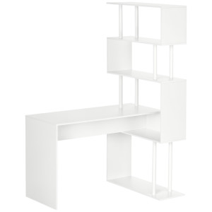 Altro Scrivania Angolare Moderna In Truciolato Per Ufficio E Studio Con Ripiano A 4 Livelli, 120x80x176 Cm, Bianco