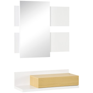 Altro Set Mobili Da Ingresso Con Specchio 40x70cm E Cassetto In Legno Con Fissaggio A Muro