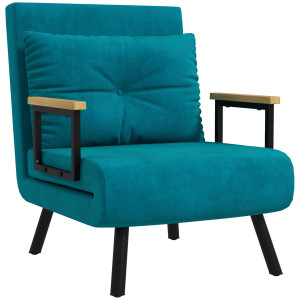 Altro Poltrona Letto 3 In 1 Con Schienale Reclinabile In 5 Posizioni E Cuscino, 63x73x81 Cm, Blu Scuro