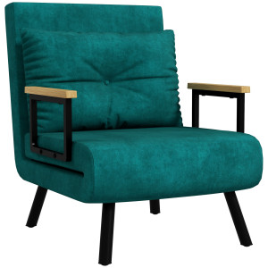 Altro Poltrona Letto 3 In 1 Con Schienale Reclinabile In 5 Posizioni E Cuscino, 63x73x81 Cm, Verde