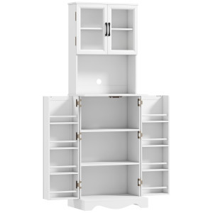 Altro Mobile Dispensa Cucina Con 2 Armadietti E 8 Ripiani, In Legno E Acrilico, 60x39.5x179.6 Cm, Bianco