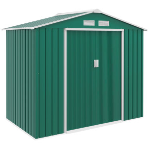 Altro Casetta Da Giardino Porta Utensili In Lamiera Con Porte Scorrevoli, 213x130x185cm, Verde