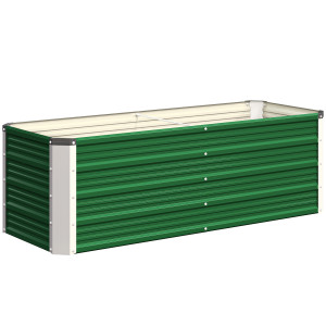 Altro Fioriera Da Giardino Senza Fondo Con 2 Aree Di Coltivazione, In Acciaio, 125x47x44 Cm, Verde