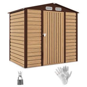 Altro Casetta Da Giardino In Acciaio Con Prese D'aria E Catenaccio, 1.9x1.3m, Colore Quercia