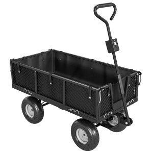 Altro Carrello Da Giardino In Acciaio Da 114l Con Sacca Portaoggetti E Pareti Rimovibili, 105x51x54 Cm, Nero