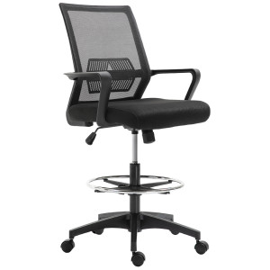 Altro Sedia Da Ufficio Regolabile In Tessuto A Rete Con Braccioli E Anello Poggiapiedi, 64x59x104-124 Cm, Nero