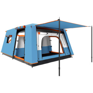 Altro Tenda Da Campeggio Per 4 Persone Con 2 Stanze E Veranda, Impermeabile E Upf 30+, Borsa Di Trasporto, Blu