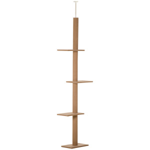 Altro Albero Tiragraffi Per Gatti A 4 Livelli, Fissaggio A Soffitto Regolabile, 43x27x228-260cm