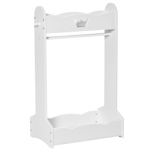 Altro Appendiabiti Per Bambini Con Ripiani E Ganci Laterali, Arredamento Per Cameretta In Legno, 70.5x37x103cm, Bianco