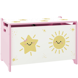 Altro Baule Portagiochi Con Coperchio Per Bambini Per Giocattoli E Vestiti, 60x37x39 Cm, Rosa