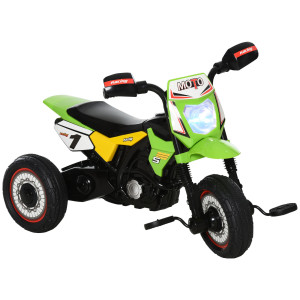 Altro Triciclo Per Bambini Stile Moto A Pedali Con Luci E Suoni, 3 Ruote Larghe, Età 18-36 Mesi, 71x40x51cm, Verde