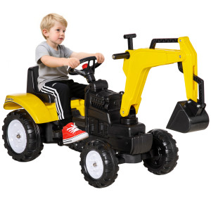Altro Ruspa Giocattolo A Pedali Per Bambini 3-6 Anni Con 6 Ruote, In Acciaio E Plastica, 107x42x71 Cm, Giallo