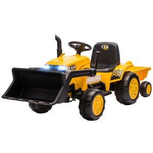 Altro Escavatore Per Bambini Elettrico 12v Con Benna, Rimorchio E Telecomando, Età 3-8 Anni, Giallo